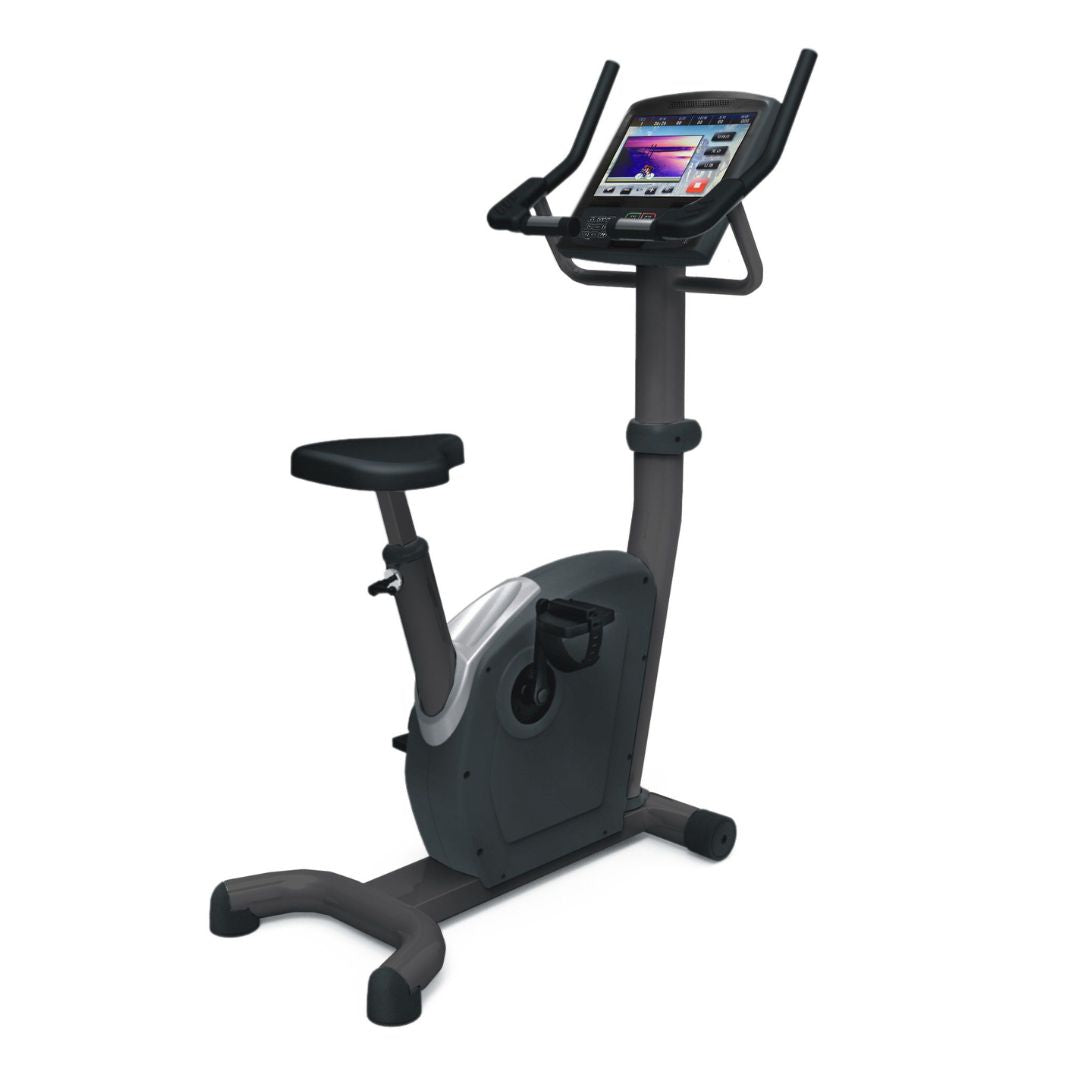 Commercial upright exercise bike with touch screen