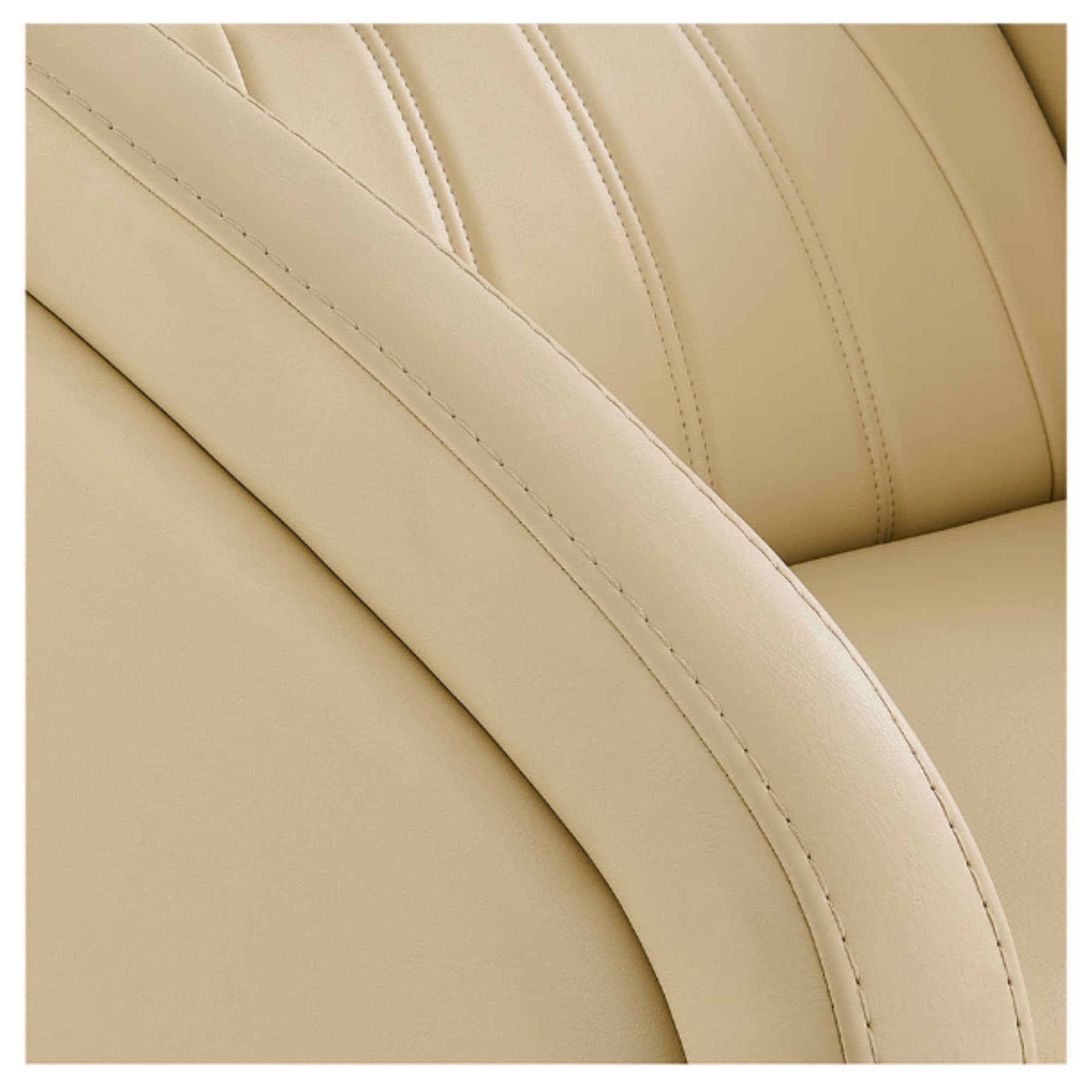 Anode Adjustable Leg Salon Shampoo Chair Close-Up View Of Beige Upholstered Armrest And Seat Stitching