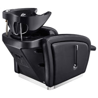 Thumbnail for Anode Salon Shampoo Chair with Adjustable Leg Black Rear View With Black Single Wash Sink On Clean Background