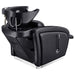 Anode Salon Shampoo Chair with Adjustable Leg Black Rear View With Black Single Wash Sink On Clean Background