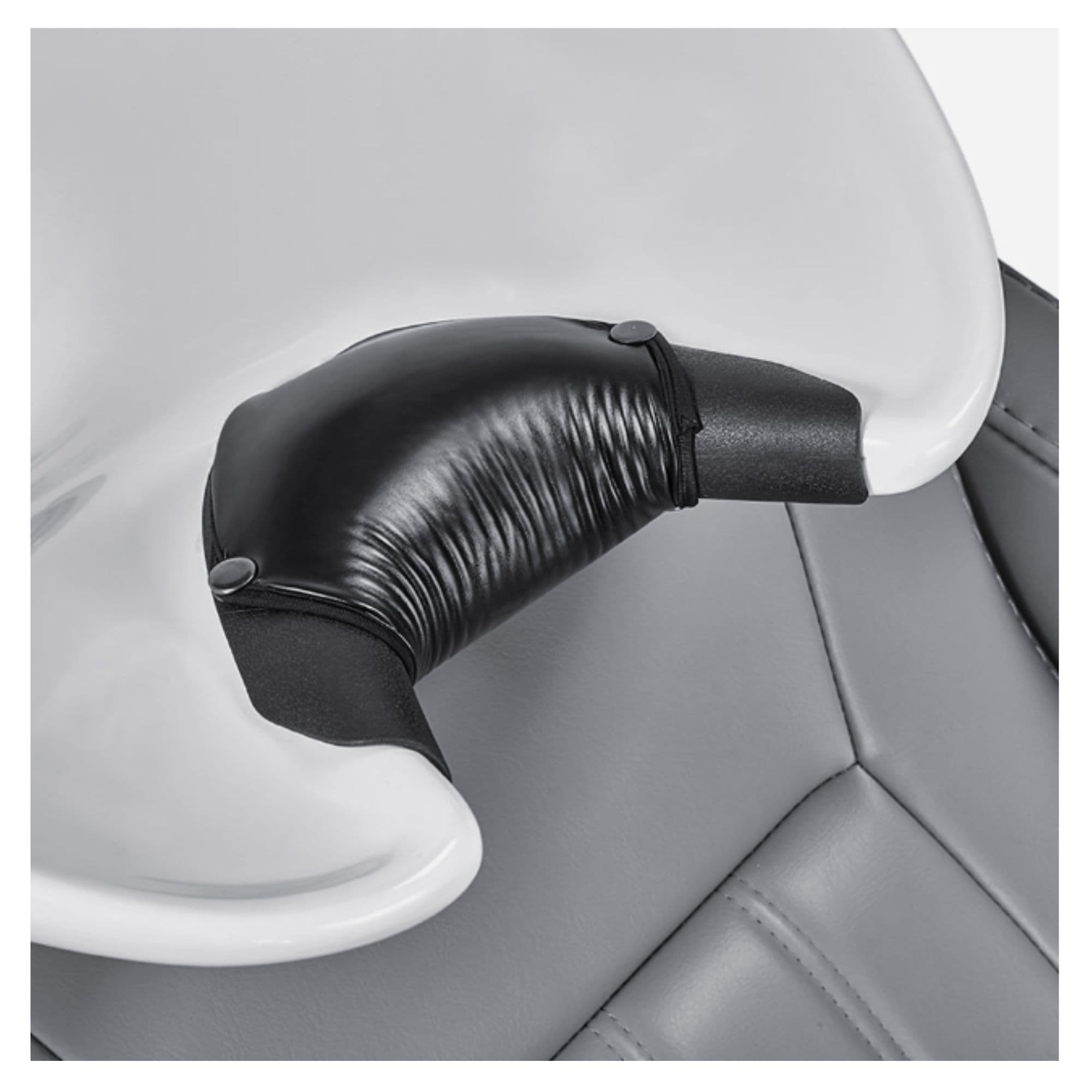Anode Salon Shampoo Chair with Adjustable Leg Close-Up View Of Wash Sink And Neck Support Cushion