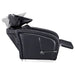 Anode Salon Shampoo Chairs with Adjustable Leg Black Side View With Demo Of Black Single Wash Sink On Clean Background