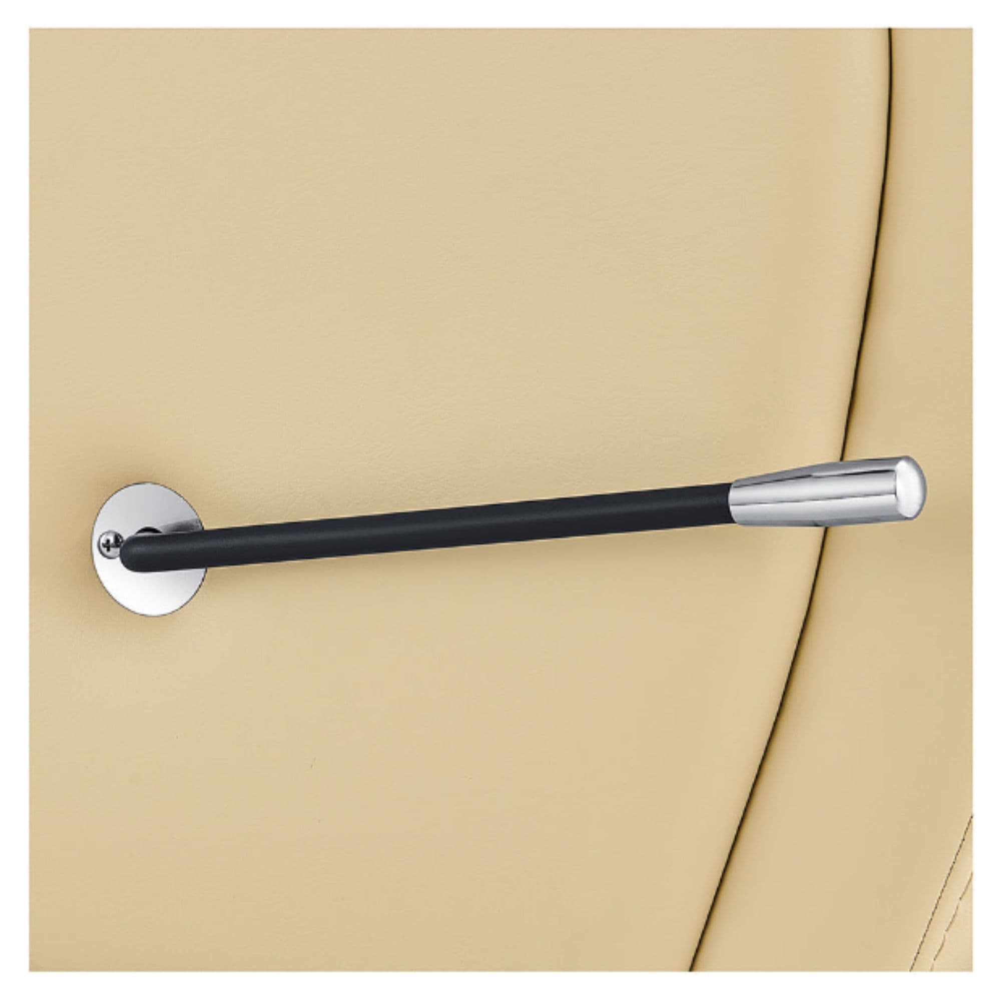 Anode Salon Shampoo Chairs with Adjustable Leg Close-Up View Of Side Lever Handle And Beige Upholstered Side Panel