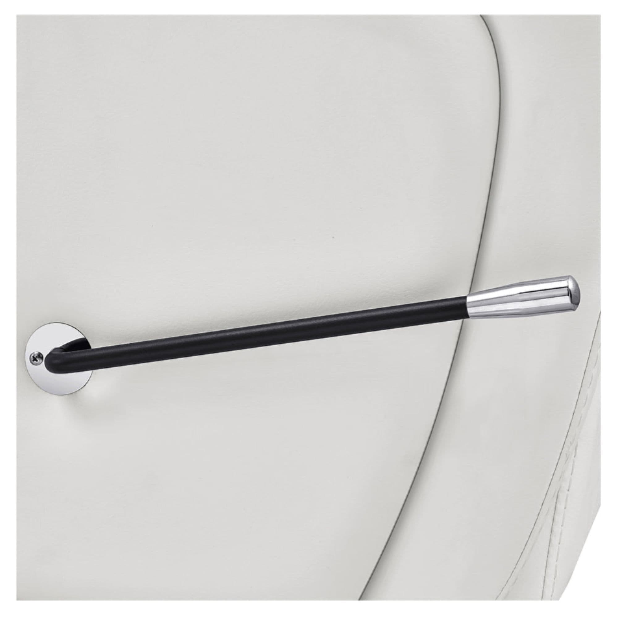 Anode Salon Shampoo Chairs with Adjustable Leg Close-Up View Of Side Lever Handle And White Upholstered Side Panel