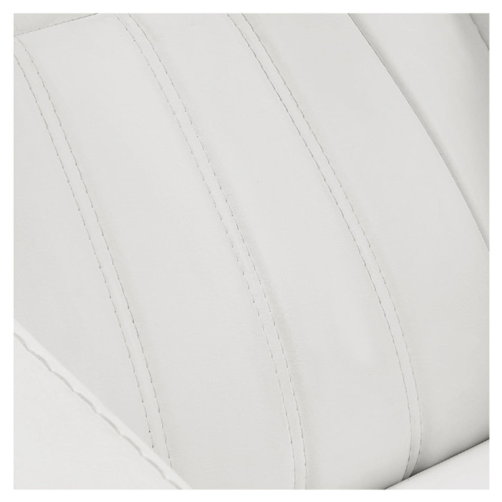 Anode Salon Shampoo Chairs with Adjustable Leg Close-Up View Of White Upholstery With Stitching