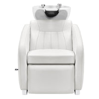 Thumbnail for Anode Salon Shampoo Chairs with Adjustable Leg White Front View With White Single Sink On Clean White Background