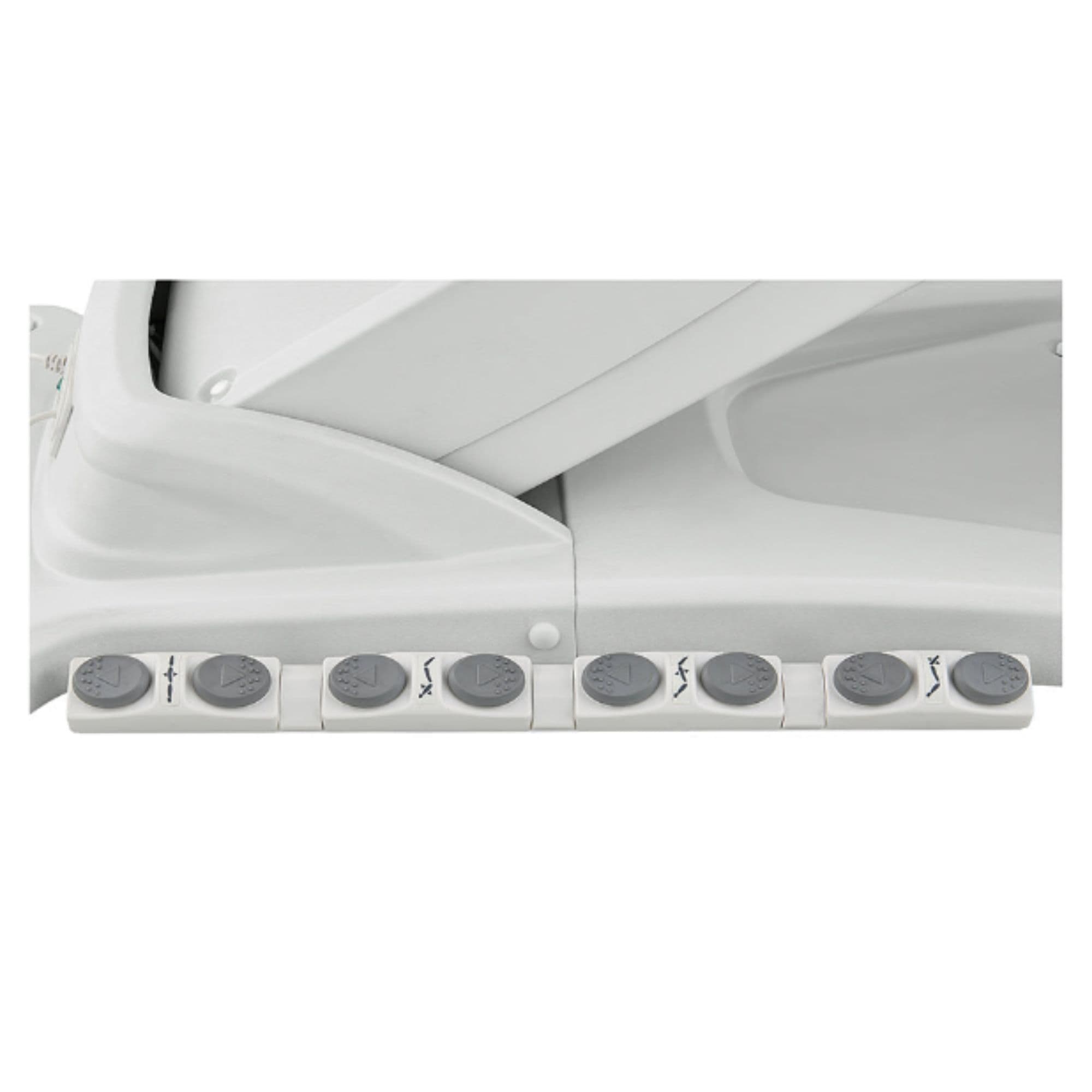 Apollo 4-Motors Thermo Heated Med Spa Treatment Chair Close-Up View Of Foot Control For Gray Variant