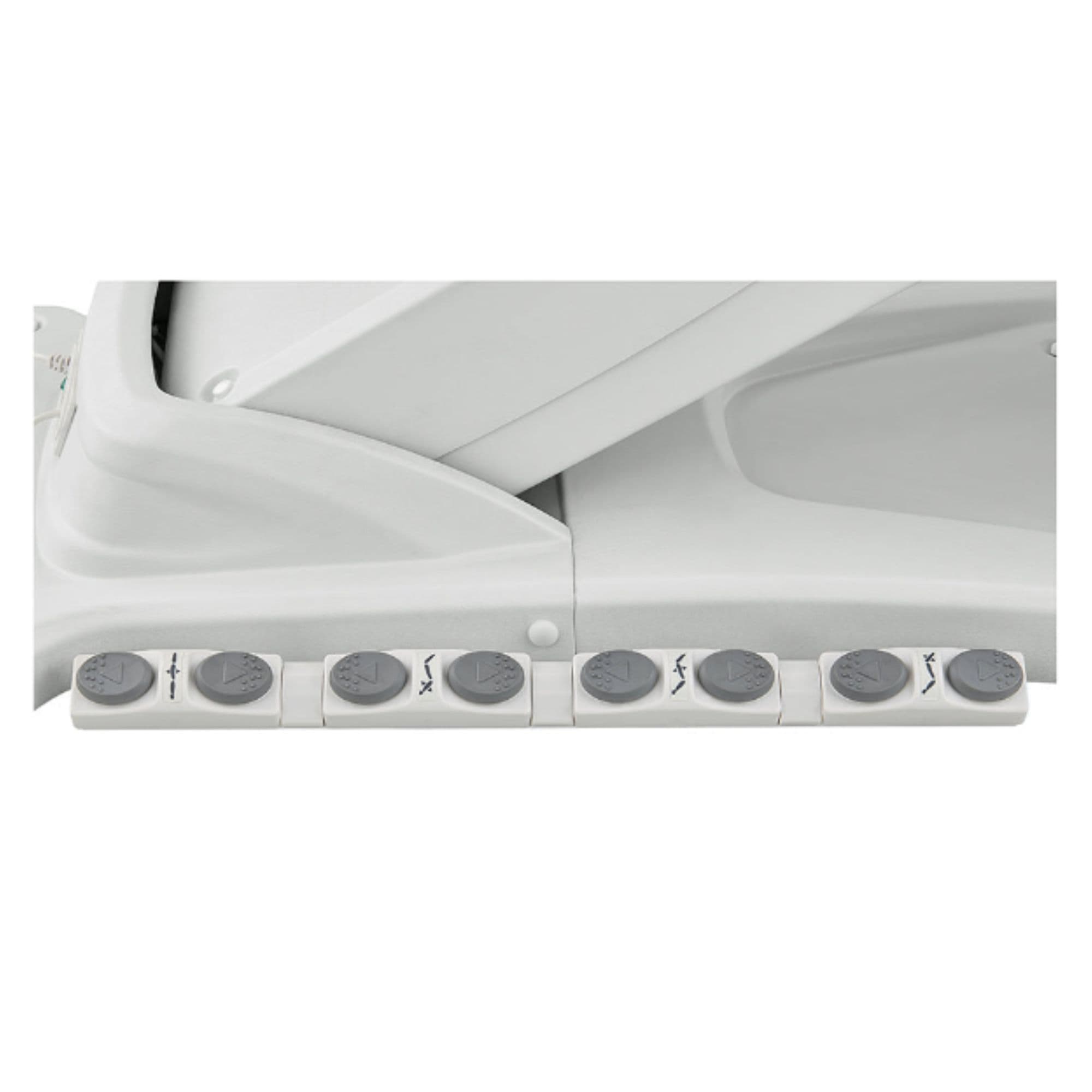 Apollo 4-Motors Thermo Heated Med Spa Treatment Chair Close-Up View Of Foot Control For White Variant