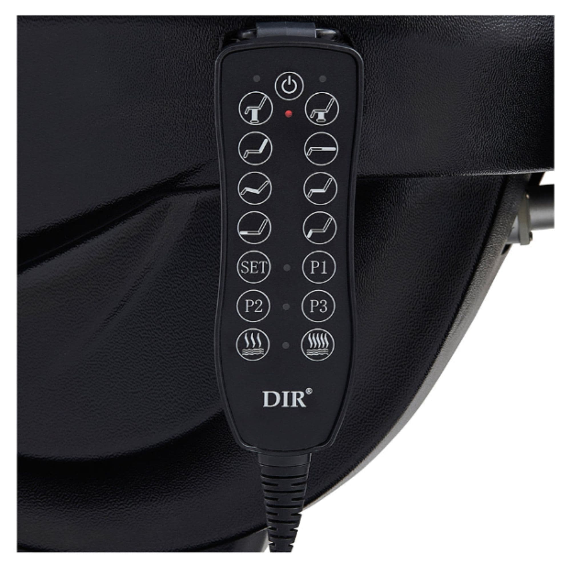 Apollo 4-Motors Thermo Heated Med Spa Treatment Chair Close-Up View Of Remote Control For Black Variant
