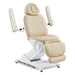 Apollo Heated Quad-Motor Med Spa Treatment Chair Beige Variant Front Angled View Showing Adjustable Armrest Positions On White Background