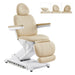 Apollo Heated Quad-Motor Med Spa Treatment Chair Beige Variant Front Angled View With Adjustable Headrest Options On White Background