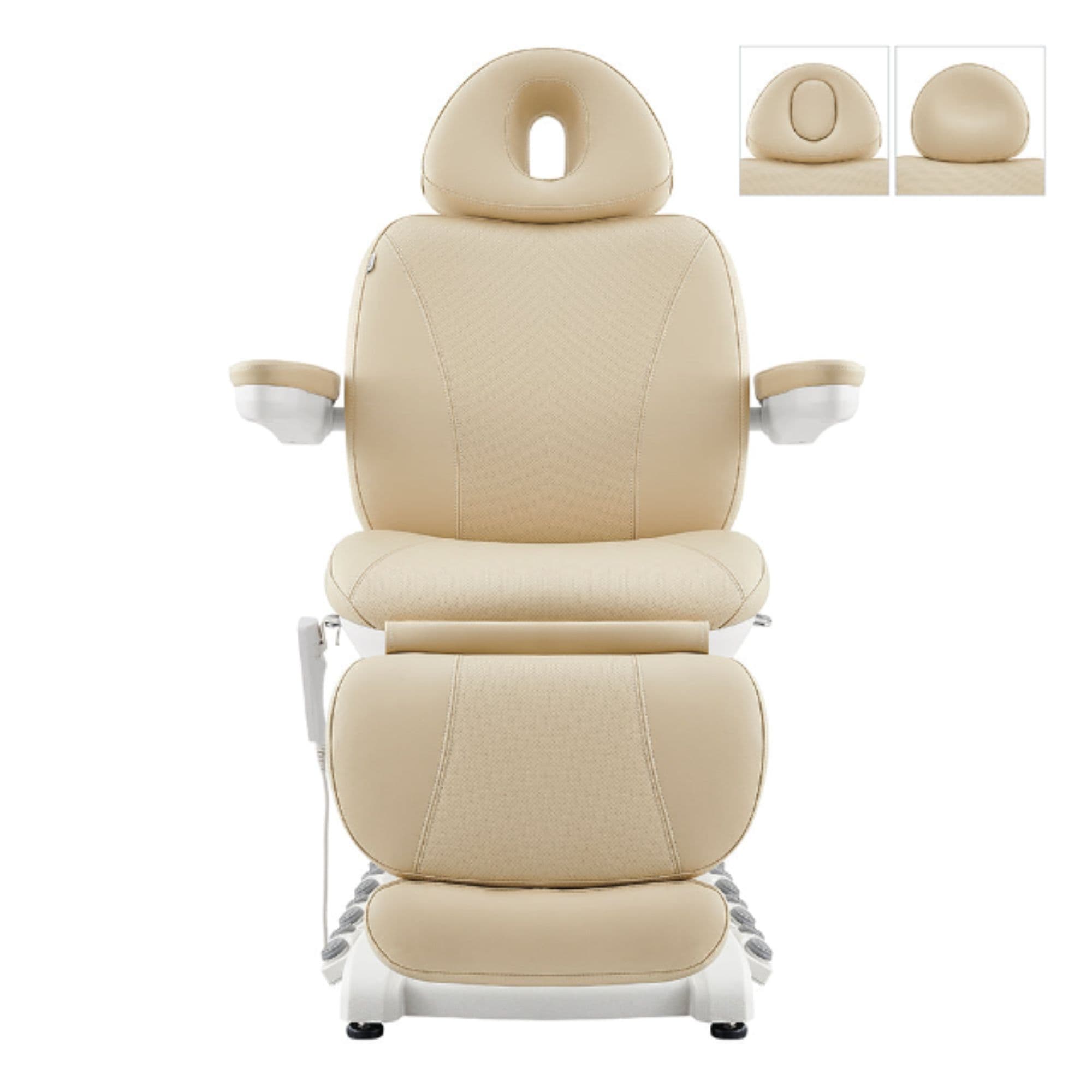 Apollo Heated Quad-Motor Med Spa Treatment Chair Beige Variant Front View On White Background