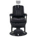Artura Modern Barber Chair Black Variant Front View Demonstrating Pull Out Headrest Range On White Background