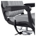 Artura Modern Style Salon Barber Chair Close-Up View Of Decorative Metallic Gold Armrest Support And Gray Upholstered Seat