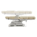 Aurora 4-Motors Swivel Medical Procedure Chair Beige Side View Demonstrating Fully Reclined And Height Adjustment Positions On White Background