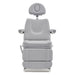 Aurora 4-Motors Swivel Medical Procedure Chair Gray Front View Showing Pulled-up Headrest On White Background