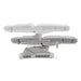 Aurora 4-Motors Swivel Medical Procedure Chair Gray Side View Demonstrating Fully Reclined And Height Adjustment Positions On White Background