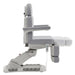 Aurora 4-Motors Swivel Medical Procedure Chair Gray Side View Demonstrating Leg Rest Recline Adjustment Range On White Background
