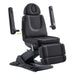 Aurora Quad-Motor Swivel Procedure Chair Black Angled View Demonstrating Detachable Armrest On White Background