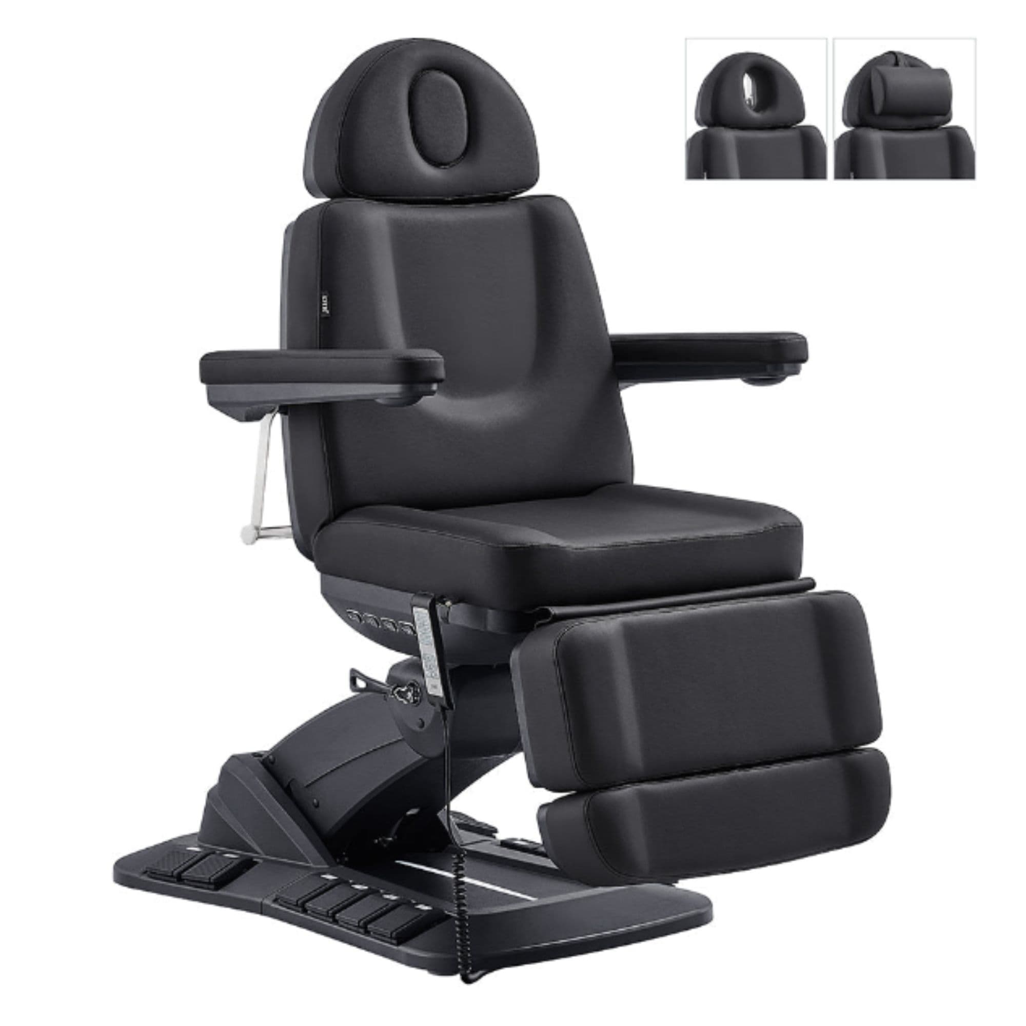 Aurora Quad-Motor Swivel Procedure Chair Black Front Angled With Removable Face Cushion On White Background