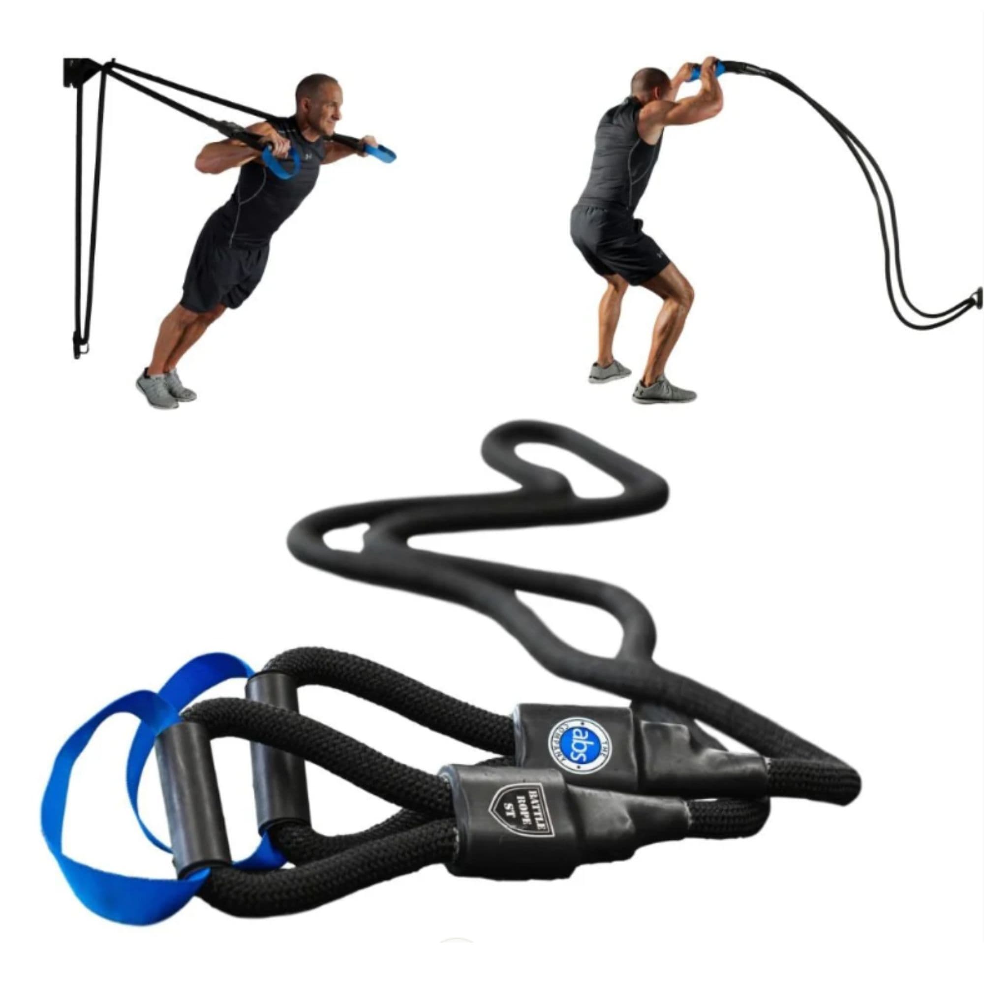 Battle Rope ST System By The Abs Company Close-Up View With Demonstration On White Background