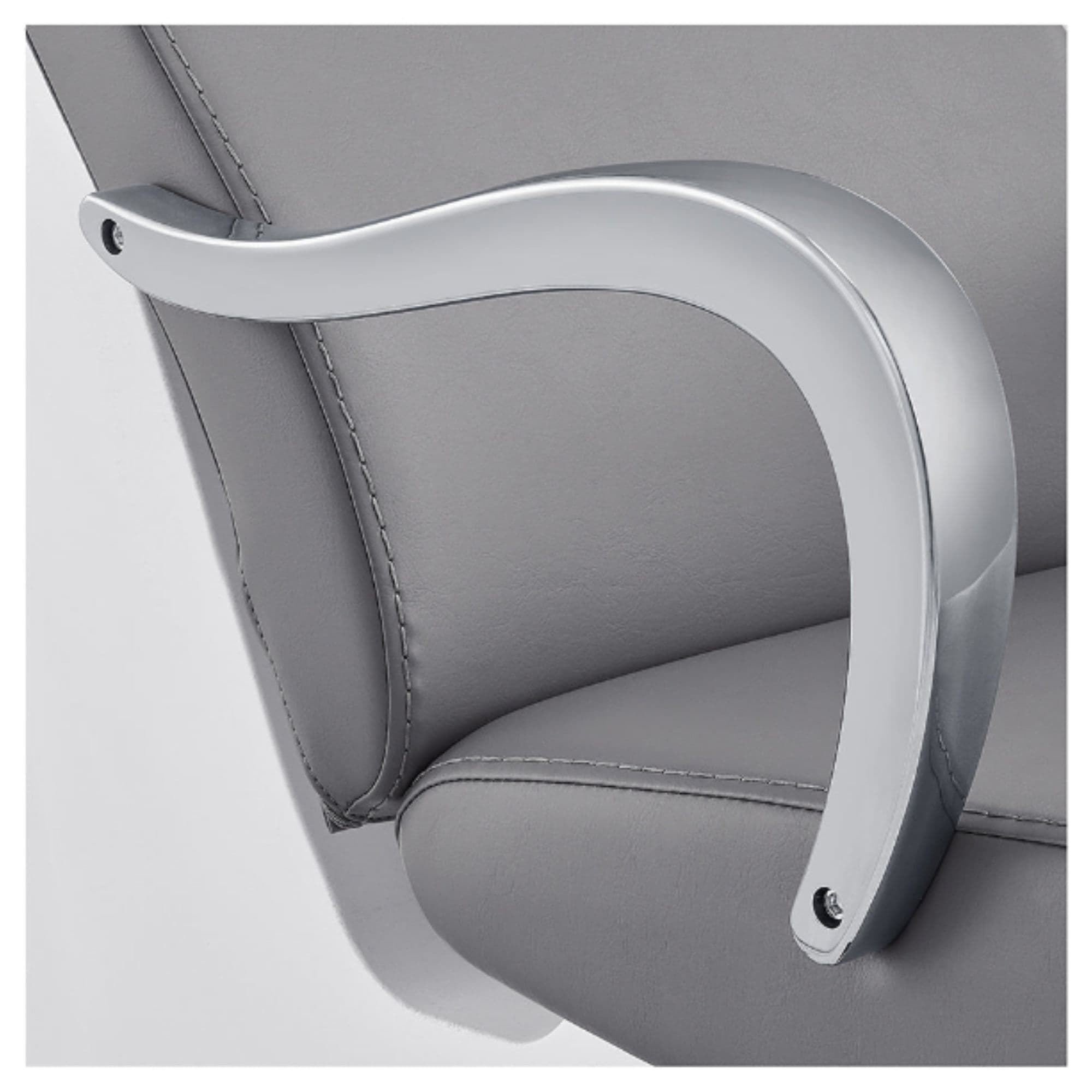 Beckman Adjustable Seat Shampoo Station Close-Up View Of Armrest Design With Gray Upholstery