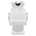 Beckman Adjustable Seat Shampoo Station White Front View With White Single Sink On White Background