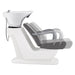 Beckman Salon Shampoo Unit with Adjustable Seat Gray Side View With White Single Sink And Seat Demo On White Background