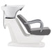 Beckman Salon Shampoo Unit with Adjustable Seat Gray Side View With White Single Sink On White Background