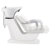 Beckman Salon Shampoo Unit with Adjustable Seat White Side View With White Single Sink And Seat Demo On White Background