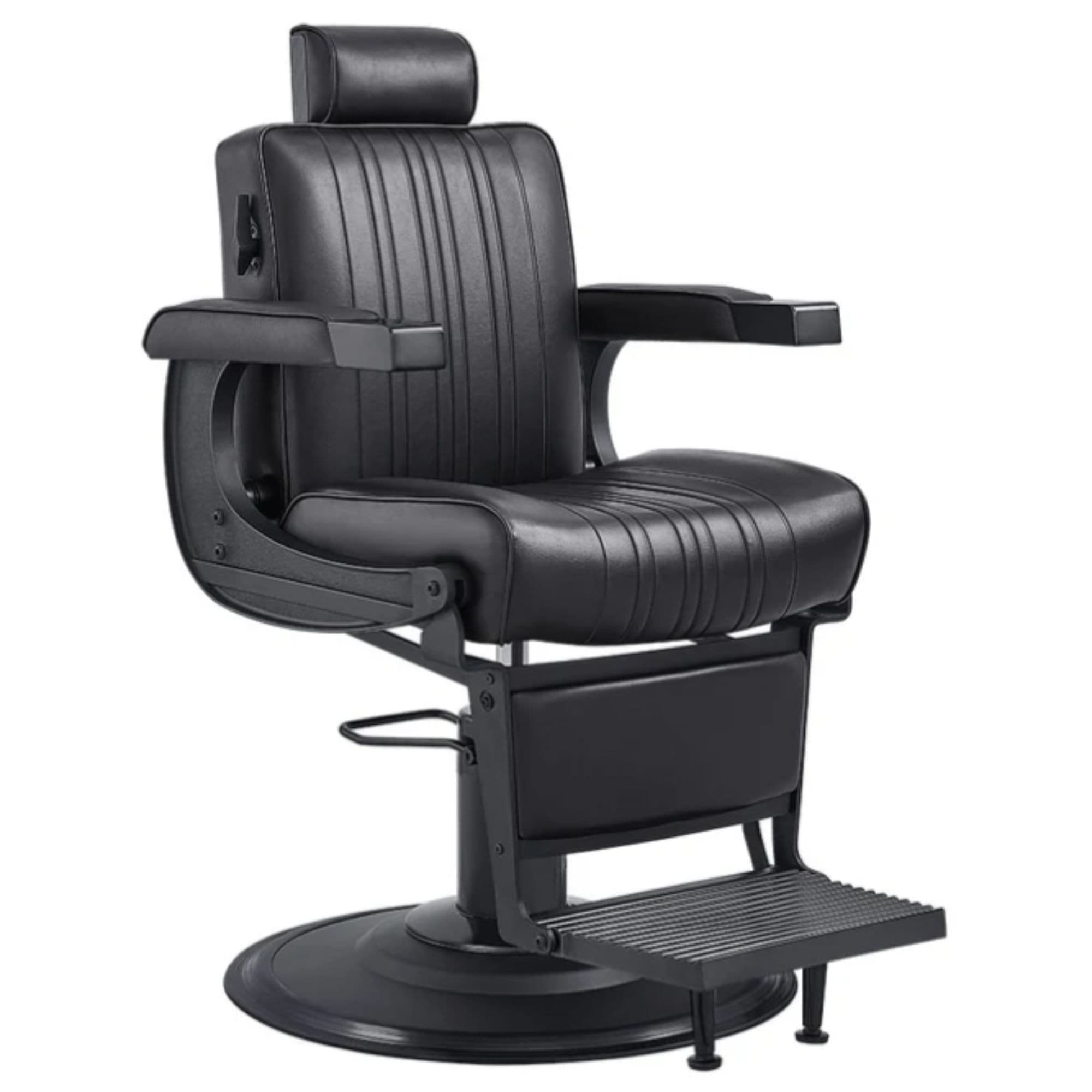 Belgrano Classic Barber Chair Black Variant Front Angled View On White Background