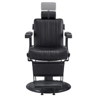 Thumbnail for Belgrano Classic Barber Chair Black Variant Front View Demonstrating Pull Out Headrest Range On White Background
