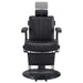 Belgrano Classic Barber Chair Black Variant Front View Demonstrating Pull Out Headrest Range On White Background