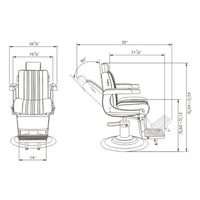 Thumbnail for Belgrano Classic Barber Chair Product Dimension Diagram