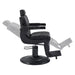 Belgrano Classic Barber Chair Vintage Black Variant Side View Demonstrating Swing Adjustment On White Background