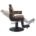 Belgrano Classic Barber Chair Vintage Brown Variant Side View Demonstrating Swing Adjustment On White Background