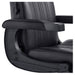 Belgrano Vintage Classic Barber Chair Close-Up View Of Decorative Metallic Gold Armrest Support And Black Upholstered Seat