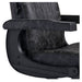 Belgrano Vintage Classic Barber Chair Close-Up View Of Decorative Metallic Gold Armrest Support And Vintage Black Upholstered Seat