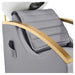 Bella V Gold Reclining Salon Shampoo Massage Chair Close-Up View Of Upholstered Gray Backrest And Armrest Design With Remote Control Holder On Side Panel