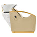 Bella V Gold Reclining Salon Shampoo Massage Chairs Beige Side View With White Single Sink On White Background