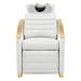 Bella V Gold Reclining Salon Shampoo Massage Chairs White Front View With White Single Sink On White Background