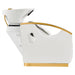 Bella V Gold Reclining Salon Shampoo Massage Chairs White Side View With White Single Sink On White Background