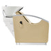 Bella V Recline Massage Salon Shampoo Station Beige Side View With White Single Sink On Clean Background