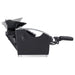 Bella V Recline Massage Salon Shampoo Station Black Side View With Black Single Sink Demo And Extended Leg Rest On White Background