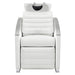 Bella V Recline Massage Salon Shampoo Station White Front View With White Single Sink On Clean Background