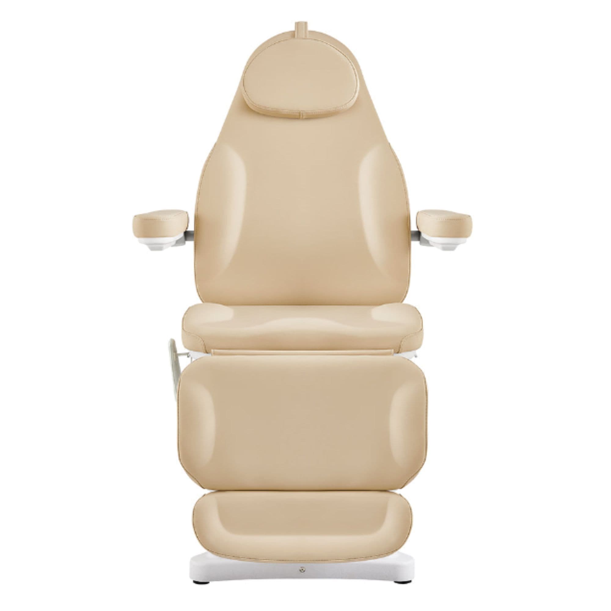 Bellucci 3-Motors Electric Treatment Chair Beige Front View With Face Cushion On White Background