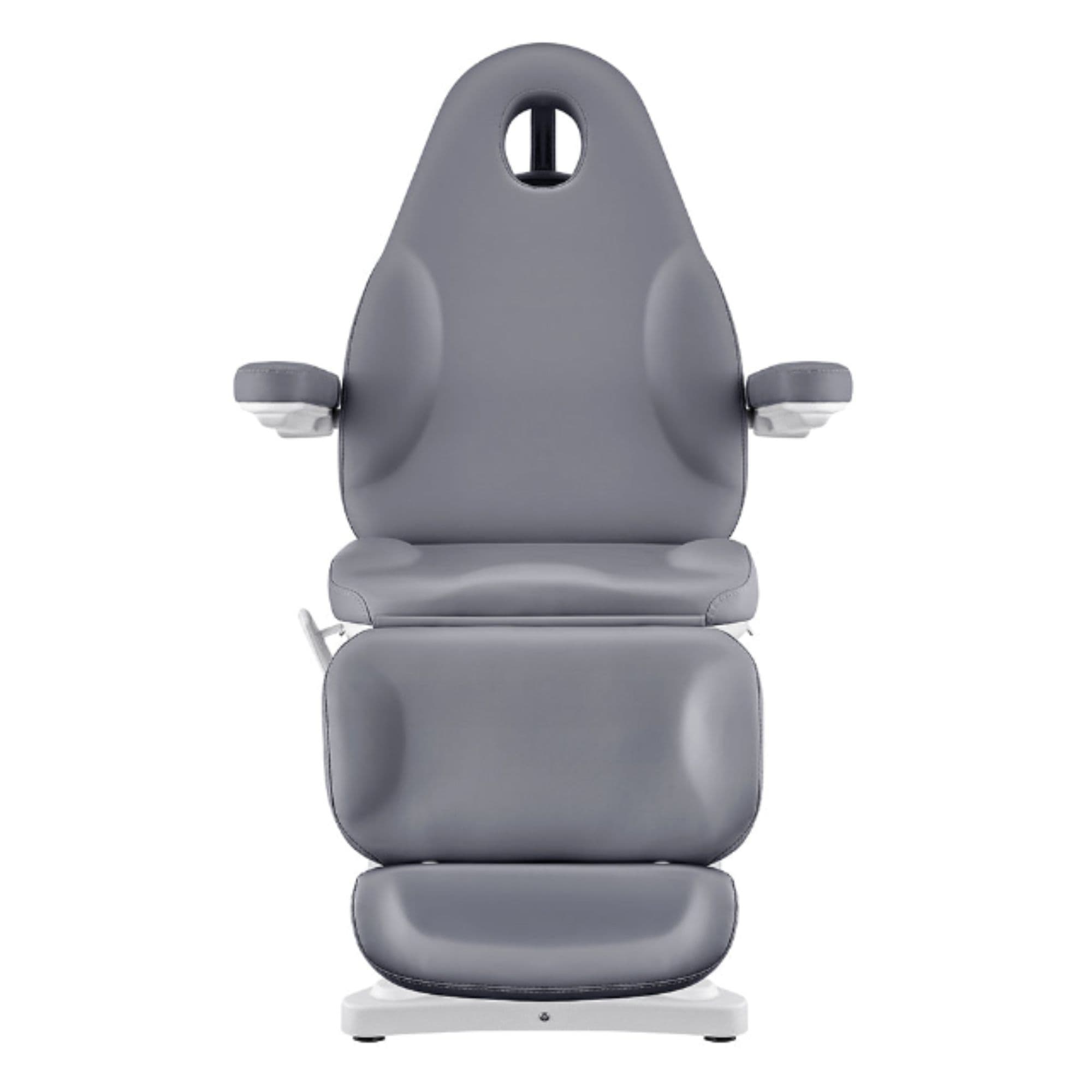 Bellucci 3-Motors Electric Treatment Chair Gray Front View Showing Face Hole On White Background