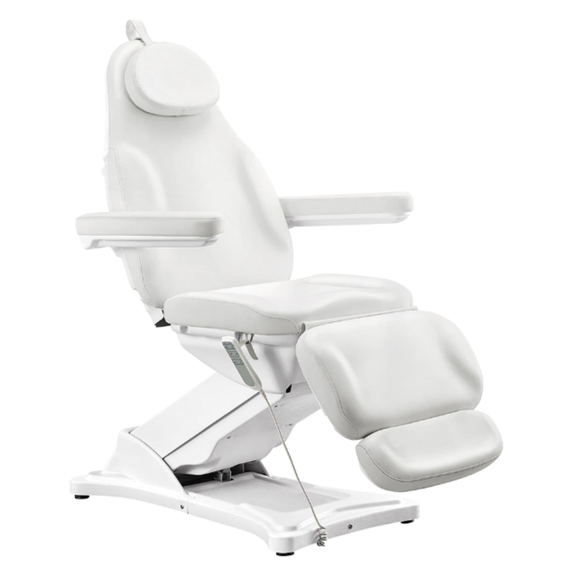 Bellucci 3-Motors Electric Treatment Chair White Front Angled View On White Background