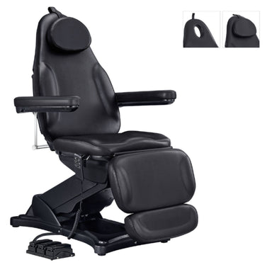 Bellucci Triple-Motor Electric Treatment Chair Black Front Angled With Removable Face Cushion On White Background