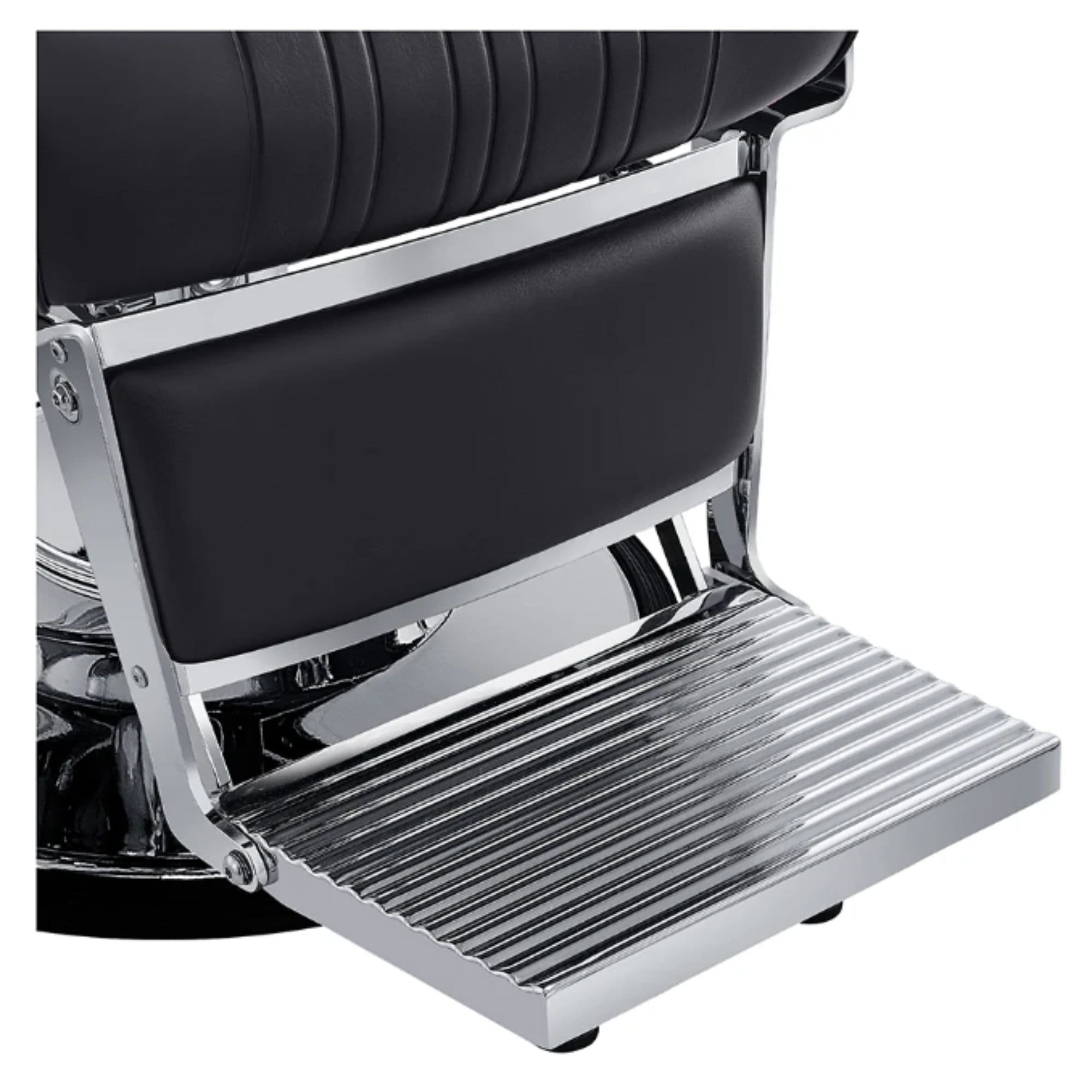 Kingston Hydraulic Professional Barbershop Chair Black Variant With Close-Up View Of Footrest Platform On White Background